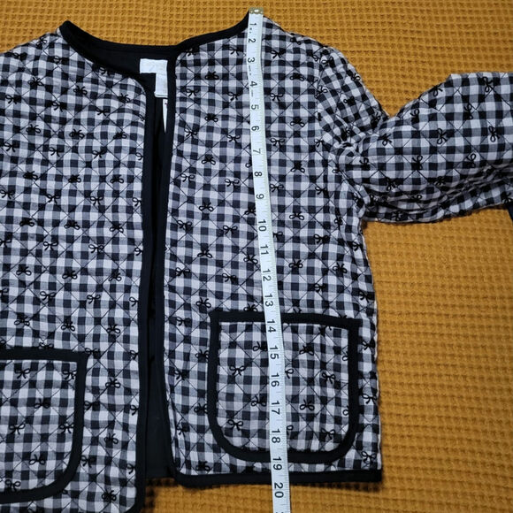 Viral Caroline Constas Plaid Gingham Cotton Blend Bow Stitch Quilt Jacket S NWT - Picture 4 of 7